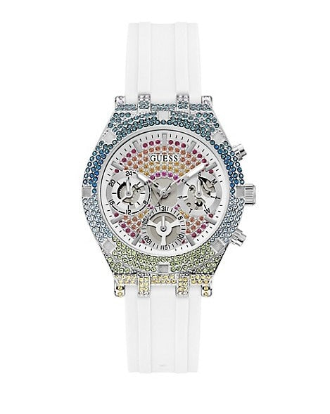 Guess Glitz Pride Limited Edition White Dial White Rubber Strap Watch for Women - GW0407L4 Authentic Buy Shop Now