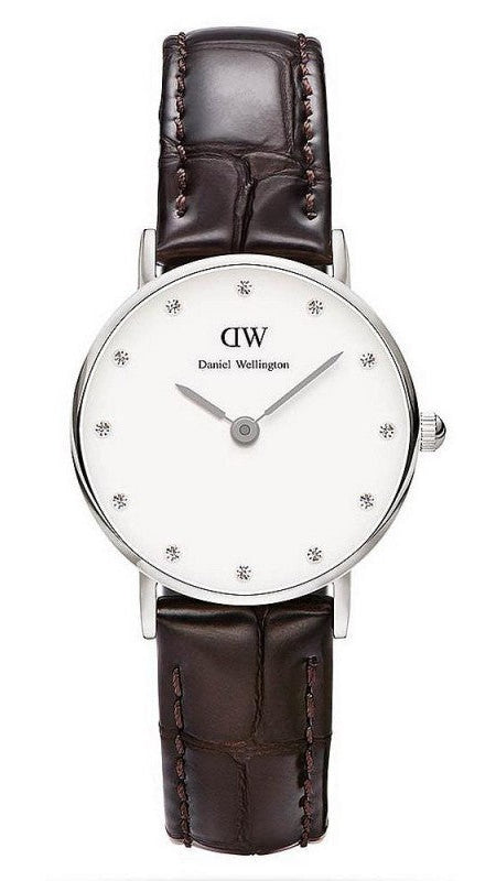 Daniel Wellington York White Dial Brown Leather Strap Watch For Women - DW00100069 Authentic Buy Shop Now