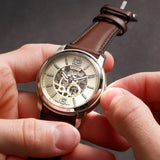 Fossil Neutra Automatic Skeleton White Dial Brown Leather Strap Watch for Men - ME3184 Authentic Buy Shop Now