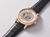 Emporio Armani Luigi Skeleton Silver Dial Black Leather Strap Watch For Men - AR60007 Authentic Buy Shop Now