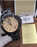 Michael Kors Everest Quartz Rose Gold Dial Black Steel Strap Watch For Women - MK5872 Authentic Buy Shop Now