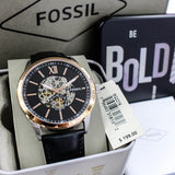 Fossil Flynn Mechanical Black Dial Black Leather Strap Watch for Men - BQ2216 Authentic Buy Shop Now