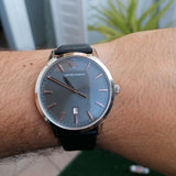 Emporio Armani Ruggero Grey Dial Black Leather Strap Watch for Men - AR11277 Authentic Buy Shop Now