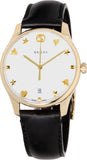 Gucci G-Timeless Mother of Pearl Dial Black Leather Strap Watch For Women - YA1264044 Authentic Buy Shop Now