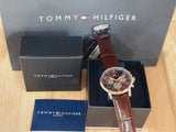 Tommy Hilfiger Keagan Chronograph Blue Dial Brown Leather Strap Watch for Men - 1791290 Authentic Buy Shop Now