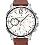 Tommy Hilfiger Landon Chronograph White Dial Brown Leather Strap Watch for Men - 1791531 Authentic Buy Shop Now