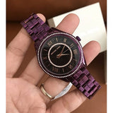Michael Kors Lauryn Black Dial Purple Steel Strap Watch for Women - MK3724 Authentic Buy Shop Now