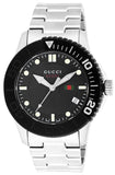 Gucci G Timeless Black Dial Silver Steel Strap Watch For Men - YA126249 Authentic Buy Shop Now