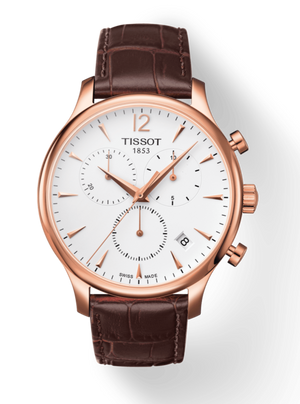 Tissot T Classic Tradition Chronograph White Dial Brown Leather Strap Watch For Men - T063.617.36.037.00 Authentic Buy Shop Now