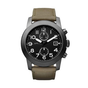 Marc Jacobs Larry Chronograph Black Dial Grey Leather Strap Watch for Men - MBM5034 Authentic Buy Shop Now
