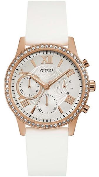 Guess Solar White Dial White Rubber Strap Watch For Women - W1135L1 Authentic Buy Shop Now