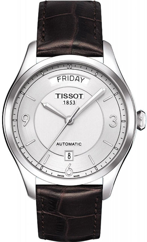 Tissot T Classic T One Automatic Silver Dial Brown Leather Strap Watch For Men - T038.430.16.037.00 Authentic Buy Shop Now