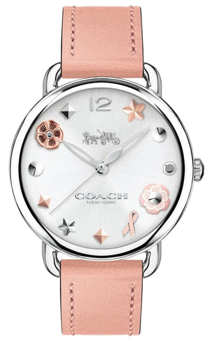 Coach Tatum White Dial Pink Leather Strap Watch For Women - 14502799 Authentic Buy Shop Now