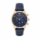Emporio Armani Chronograph Midnight Blue Dial Blue Leather Strap Watch For Men - AR1862 Authentic Buy Shop Now