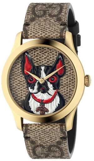 Gucci G Timeless Brown Dial Brown Leather Strap Watch For Women - YA1264056 Authentic Buy Shop Now
