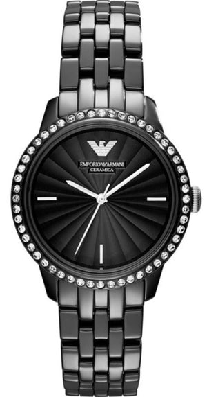 Emporio Armani Ceramica Crystals Black Dial Black Ceramic Strap Watch For Women - AR1478 Authentic Buy Shop Now