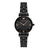 Emporio Armani Gianni T Bar All Black Diamond Dial Watch For Women - AR11245 Authentic Buy Shop Now