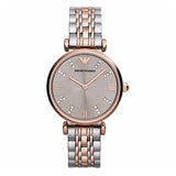Emporio Armani Gianni T Bar Grey Dial Two Tone Steel Strap Watch For Women - AR1840 Authentic Buy Shop Now