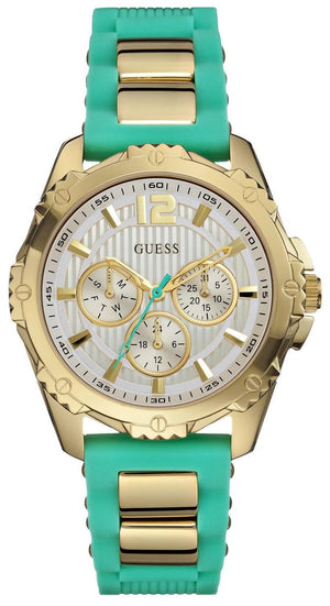 Guess Intrepid 2 Silver Dial Two Tone Rubber Strap Watch For Women - W0325L4 Authentic Buy Shop Now