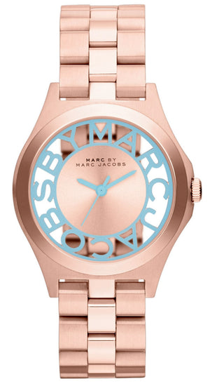Marc Jacobs Henry Rose Gold Dial Rose Gold Steel Strap Watch for Women - MBM3296 Authentic Buy Shop Now