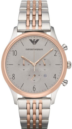 Emporio Armani Beta Chronograph Grey Dial Two Tone Steel Strap Watch For Men - AR1864 Authentic Buy Shop Now