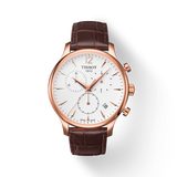 Tissot T Classic Tradition Chronograph White Dial Brown Leather Strap Watch For Men - T063.617.36.037.00 Authentic Buy Shop Now