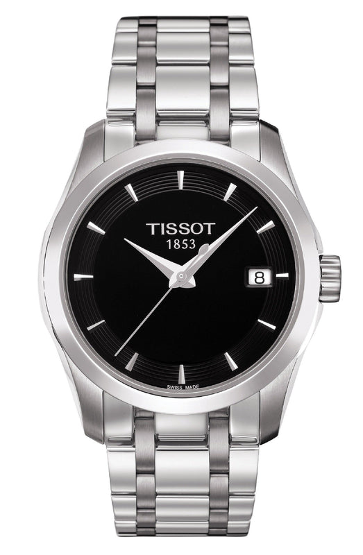 Tissot T Trend Couturier Lady Black Dial Silver Steel Strap Watch For Women - T035.210.11.051.00 Authentic Buy Shop Now