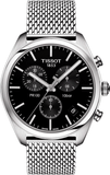 Tissot PR 100 Chronograph Black Dial Silver Mesh Bracelet Watch For Men - T101.417.11.051.01 Authentic Buy Shop Now