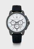 Maserati Successo 44mm White Dial Black Silicone Strap Watch For Men - R8871621010 Authentic Buy Shop Now