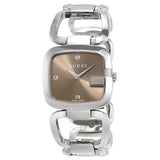 Gucci G Gucci Brown Dial Silver Steel Strap Watch For Women - YA125401 Authentic Buy Shop Now