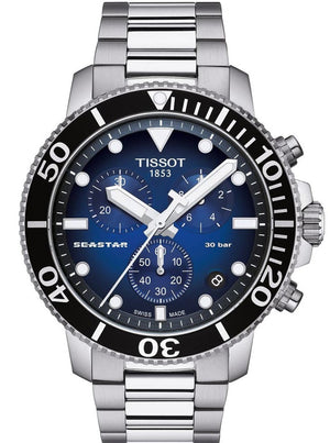Tissot Seastar 1000 Chronograph Driver Blue Dial Silver Steel Strap Watch For Men - T120.417.11.041.01 Authentic Buy Shop Now