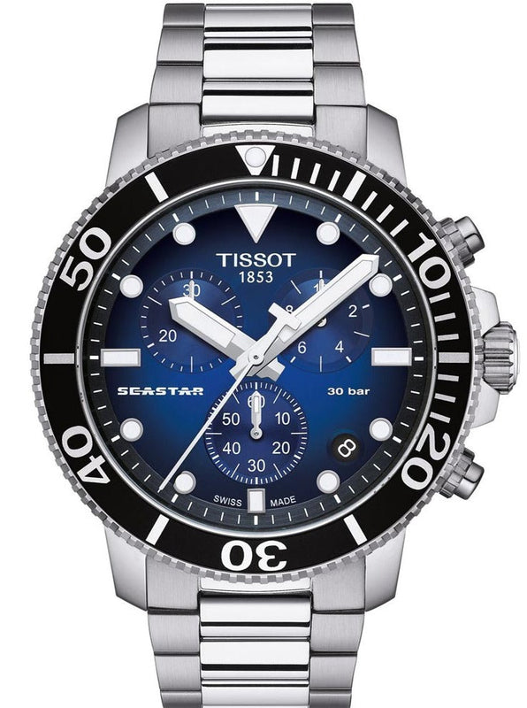 Tissot Seastar 1000 Chronograph Driver Blue Dial Silver Steel Strap Watch For Men - T120.417.11.041.01 Authentic Buy Shop Now