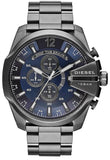 Diesel Mega Chief Chronograph Blue Dial Black Steel Strap Watch For Men - DZ4329 Authentic Buy Shop Now