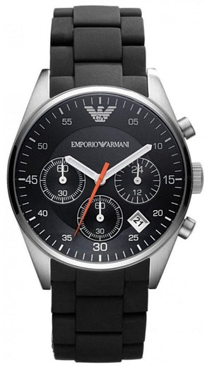 Emporio Armani Sportivo Chronograph Black Dial Black Strap Watch For Men - AR5858 Authentic Buy Shop Now