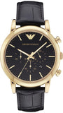 Emporio Armani Luigi Chronograph Black Dial Black Leather Watch For Men - AR1917 Authentic Buy Shop Now