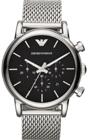 Emporio Armani Luigi Chronograph Black Dial Silver Mesh Bracelet Watch For Men - AR1811 Authentic Buy Shop Now