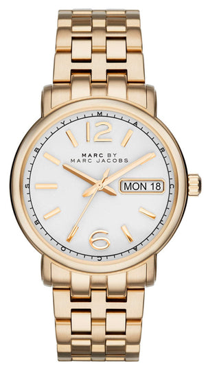 Marc Jacobs Fergus White Dial Gold Steel Strap Watch for Women - MBM8647 Authentic Buy Shop Now