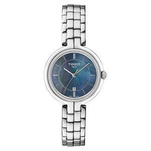 Tissot T Lady Flamingo Mother of Pearl Blue Dial Silver Steel Strap Watch For Women - T094.210.11.121.00 Authentic Buy Shop Now