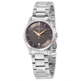 Gucci G Timeless Brown Dial Silver Steel Strap Watch For Women - YA126529 Authentic Buy Shop Now