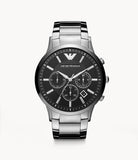 Emporio Armani Sportivo Chronograph Black Dial Silver Steel Strap Watch For Men - AR2460 Authentic Buy Shop Now