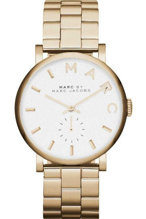 Marc Jacobs Baker White Dial Gold Steel Strap Watch for Women - MBM3243 Authentic Buy Shop Now