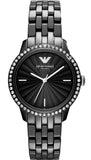 Emporio Armani Crystal Ceramica Black Dial Black Steel Strap Watch For Women - AR1478 Authentic Buy Shop Now