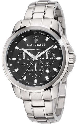 Maserati Successo Chronograph Black Dial Silver Steel Strap Watch For Men - R8873621001 Authentic Buy Shop Now
