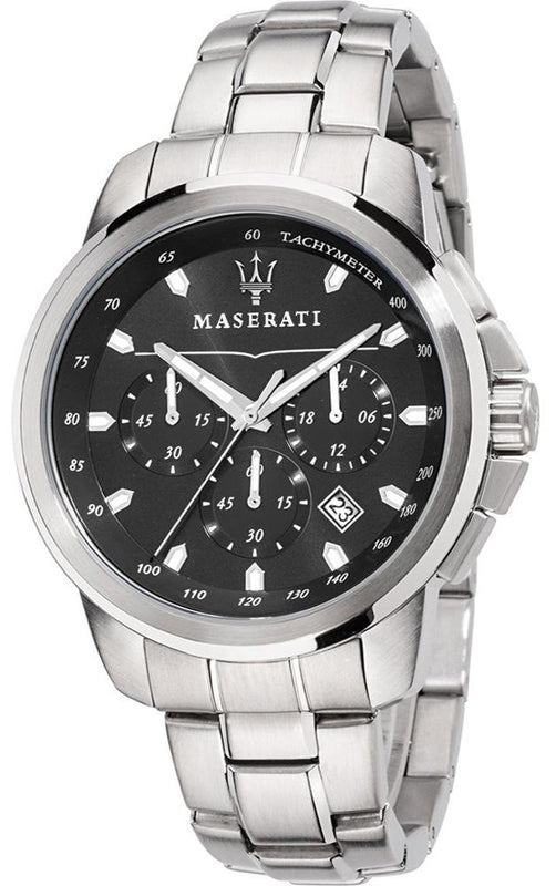 Maserati Successo Chronograph Black Dial Silver Steel Strap Watch For Men - R8873621001 Authentic Buy Shop Now