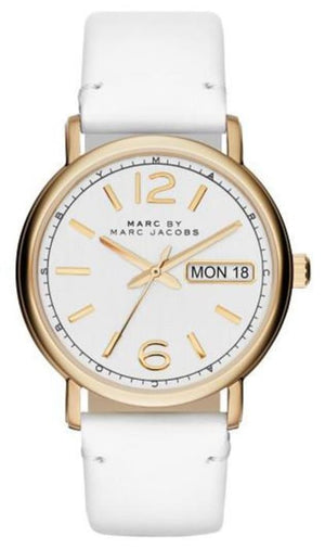 Marc Jacobs Fergus White Dial White Leather Strap Watch for Women - MBM8653 Authentic Buy Shop Now