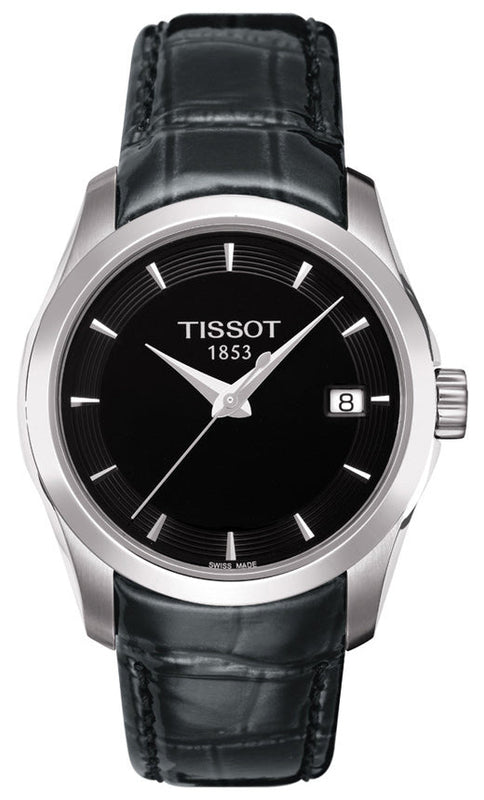 Tissot T Trend Couturier Black Dial Black Leather Strap Watch For Women - T035.210.16.051.00 Authentic Buy Shop Now