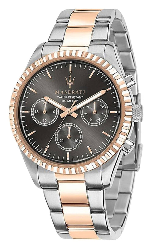 Maserati Competizione Analog Black Dial Two Tone Stainless Steel Strap Watch For Men - R8853100020 Authentic Buy Shop Now