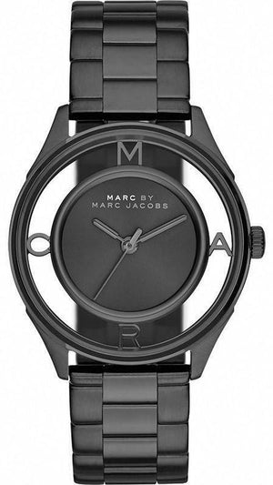 Marc Jacobs Tether Transparent Black Dial Black Steel Strap Watch for Women - MBM3419 Authentic Buy Shop Now
