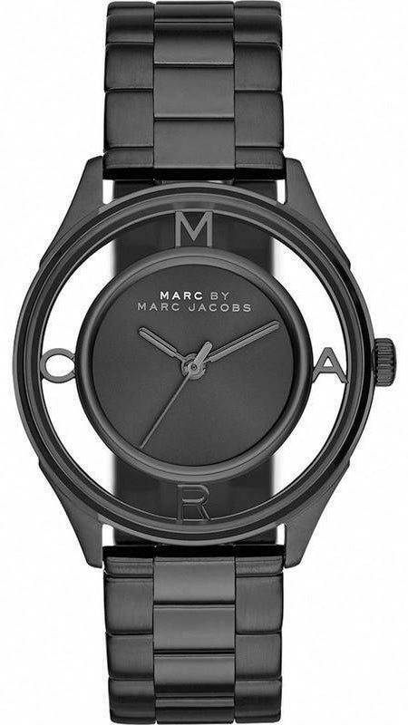 Marc Jacobs Tether Transparent Black Dial Black Steel Strap Watch for Women - MBM3419 Authentic Buy Shop Now