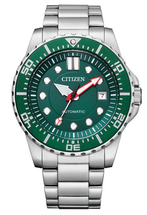 Citizen Promaster Mechanical Green Dial Silver Steel Strap Watch For Men - NJ0129-87X Authentic Buy Shop Now